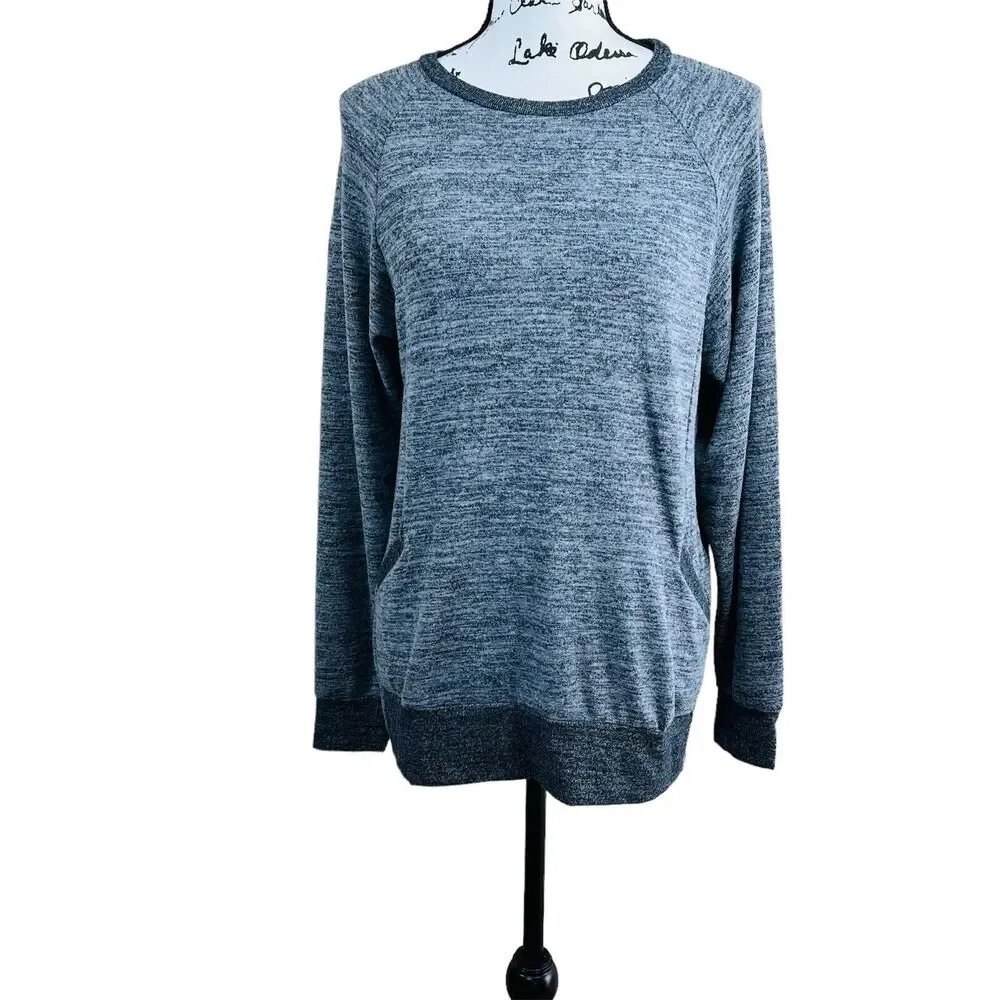 Haute Edition Ultra Soft Pullover Sweatshirt with Contrast Trim size M lagenlook
